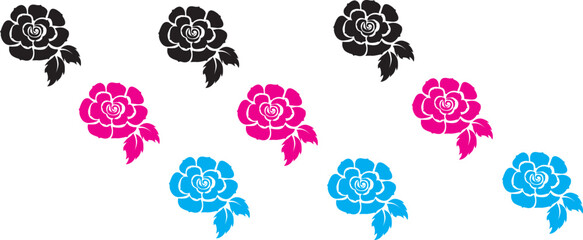 Seamless line art pattern with hibiscus flowers and tropical leaves, clean thin outlines, white background 1 © MD SADDAM