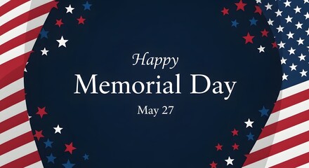 Obraz premium Happy Memorial Day greeting card with American flag design