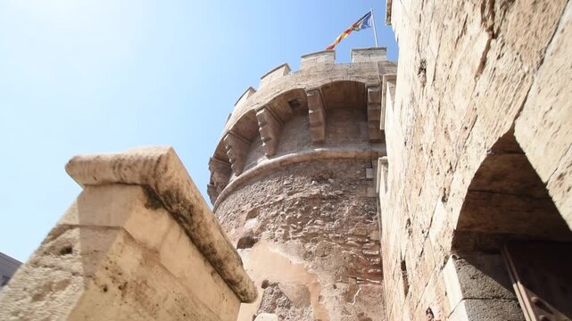 Ancient Fortress Walls with Cannonball Damage in Valencia Spain