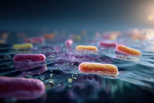 Bacteria spreading across water surface illustration