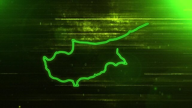 4K Resolution, Cyprus Country Digital Futuristic Glitch Map, Futuristic AI Cyprus Map Opener Suitable for Politics, Elections, News and Sports Events