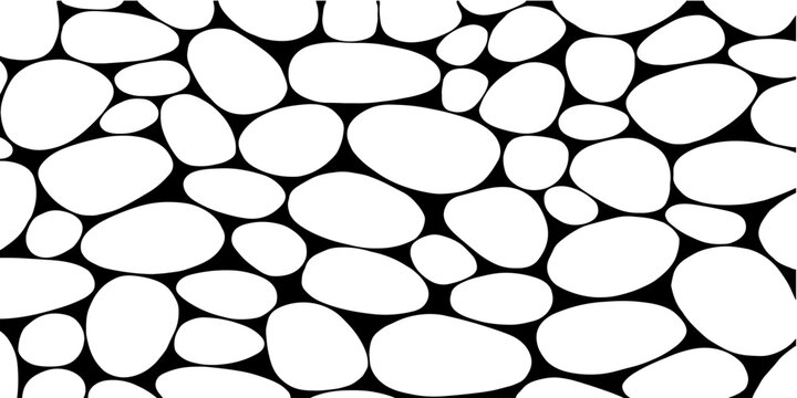 Contemporary abstract design with smooth white pebble-like shapes arranged in a seamless pattern.