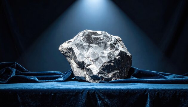 Large Uncut Diamond Rough Displaying Natural Faces, Presented on Velvet