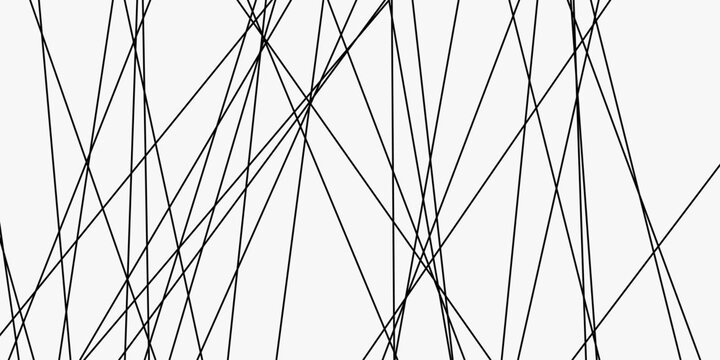 Black and white composition with chaotic angular diagonal elements. Contemporary asymmetric texture featuring irregular straight segments in minimalist monochrome style. Vector illustration.