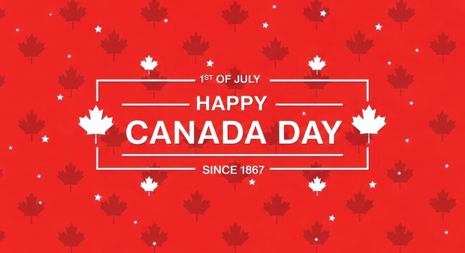 Canada Day graphic with maple leaf pattern