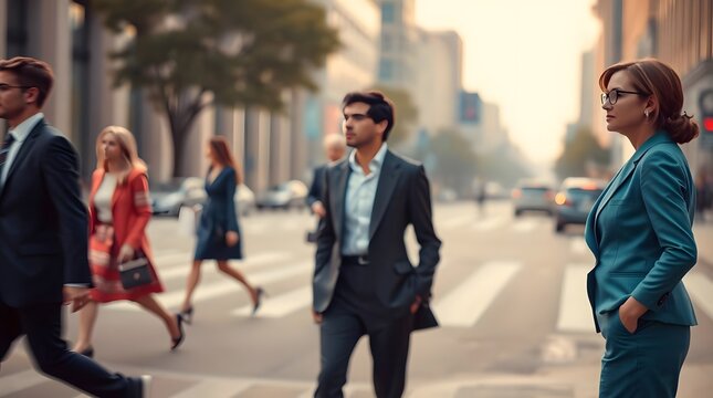 Business People Walking on City Street