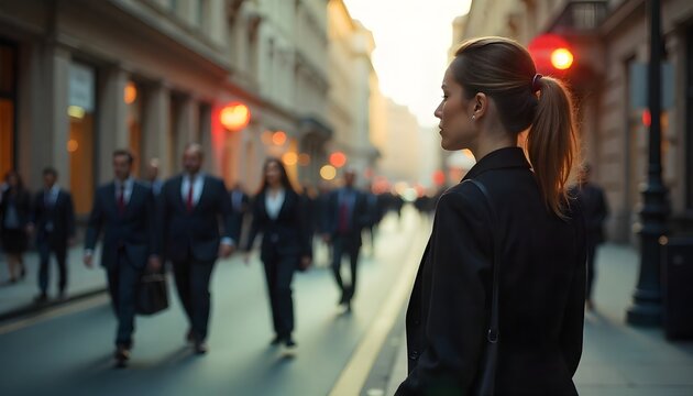 Business People Walking on City Street
