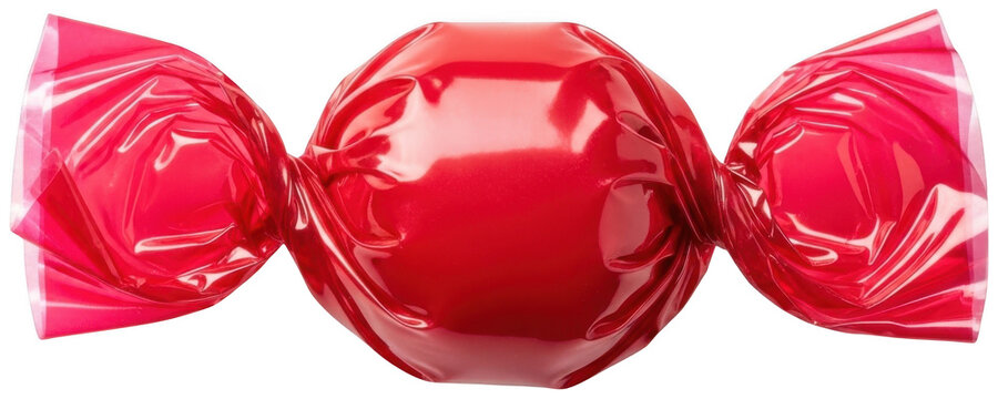 Red candy png Shiny sweet cutout Wrapped bonbon png Glossy confection cutout Isolated red candy png Crinkled wrapper cutout Hard candy png Sweet treat cutout isolated transparent background image