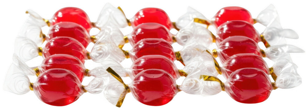 Red hard candy png Cherry flavor sweet png Transparent wrapper candy cutout Delicious red treat cutout Shiny red confection png Festive holiday candy png Round isolated transparent background image