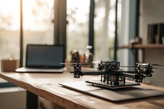 3D printing drone component on workshop desk
