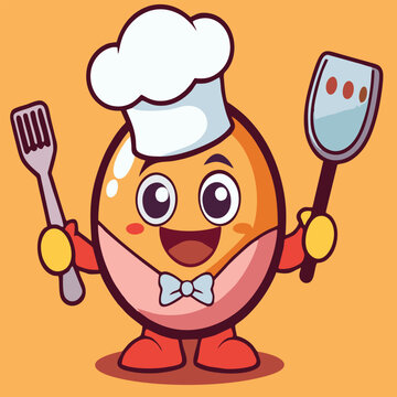 logo design vector illustration icon egg character chef