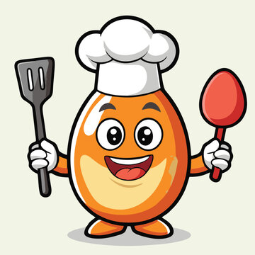 logo design vector illustration icon egg character chef