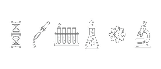 Fototapeta premium Science Laboratory Line Icons Set
