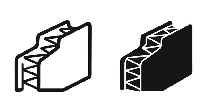 Cross section of a sandwich panel with insulation core, isometric view of structural building material