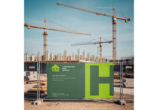 Construction Sign Mockup for Retail Display and Promotional Marketing