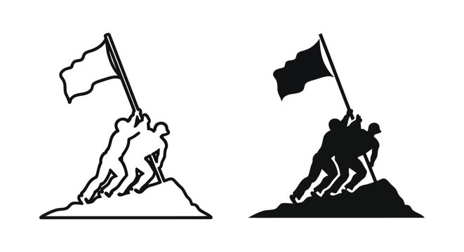 Raising the flag on iwo jima illustration