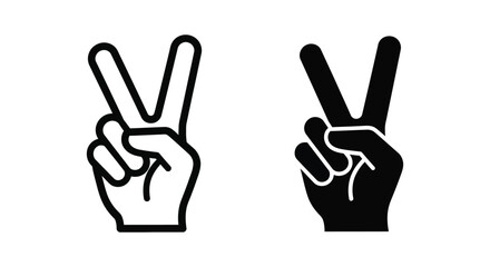Obraz premium Victory hand sign icon, peace gesture, two fingers up, vector illustration