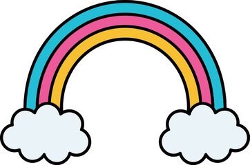 Obraz premium A colorful rainbow arching over fluffy white clouds, a symbol of hope and beauty in nature
