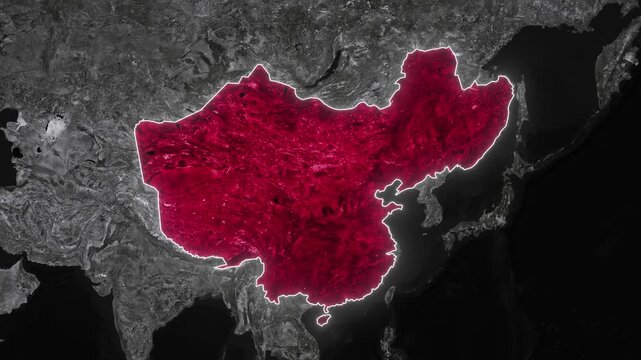 Qing Empire Map Animation. Documentary, glowing outline, and map animation of the Qing Empire. 4k.
