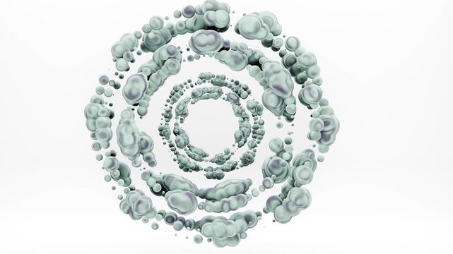 3D Blender Abstract Spiral Gray White Sphere Particles Loop Animation 4K