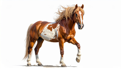 Obraz premium Brown and white horse on white background