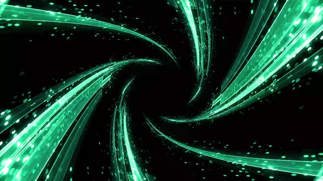 グリーンの光が渦巻くサイバー調ワープホール