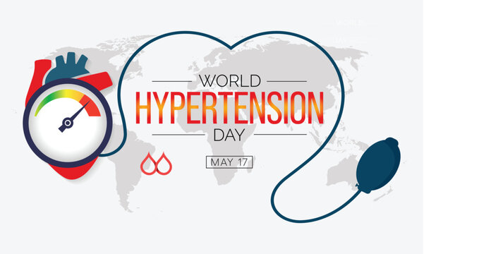 World Hypertension Day design. It features blood pressure monitor and heart icon. Vector illustration