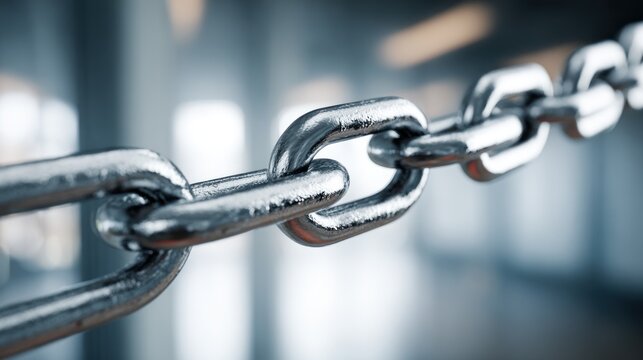 Metal chain close up on transparent background