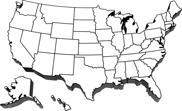 Outline map united states of america with state vector illustration,