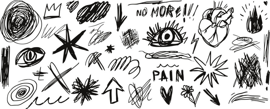 Abstract doodle art collection with hand drawn