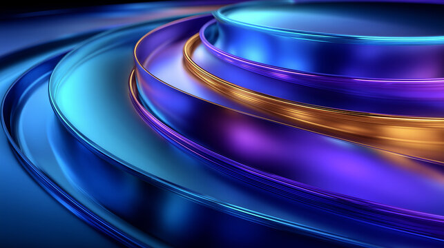 surreal metallic organic curves in cool tones, futuristic shiny biomorphic fluid form, abstract chrome liquid shape with iridescent glow
