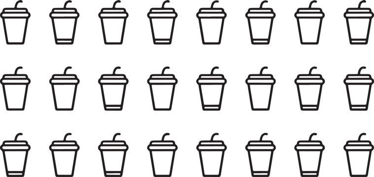 Cute Soda Cup Seamless Pattern Vector Monochrome A collection of various wine glasses and jugs set of vector design on transparent background.