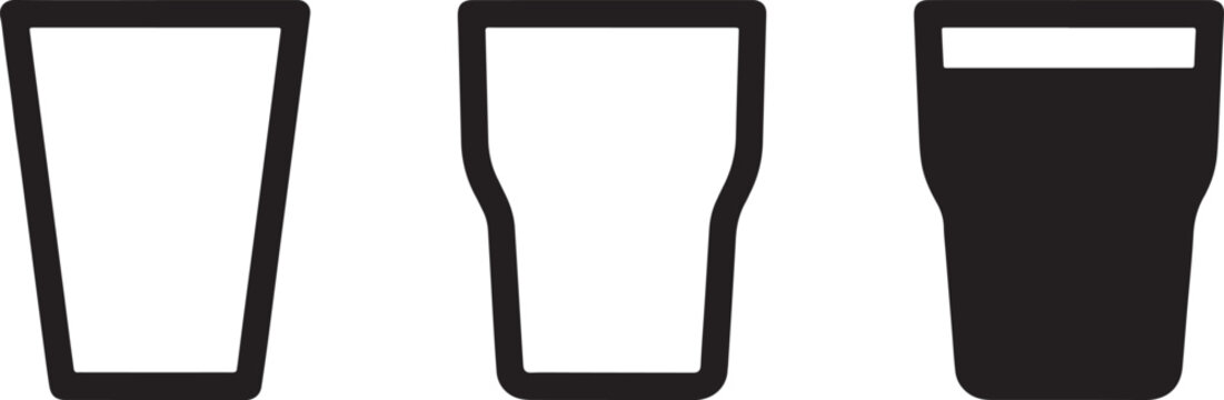 Tall Glass Cup Icon Set Line Art set of vector design on transparent background.