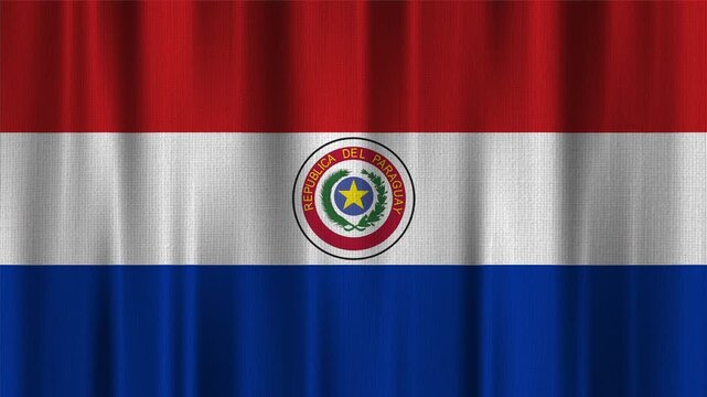 Paraguay flag waving in the wind with high quality fabric texture