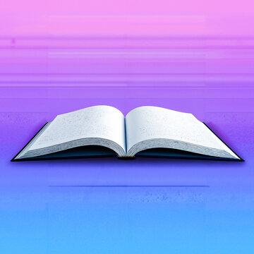 Minimal Open Book Icon on Gradient Background Education and Knowledge Concept