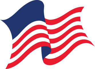 Stylized red and blue waving ribbon banner for national holiday. © Pixel Forge Studio