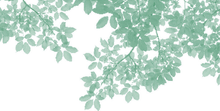 Overlapping green leaves and branches with textured effect