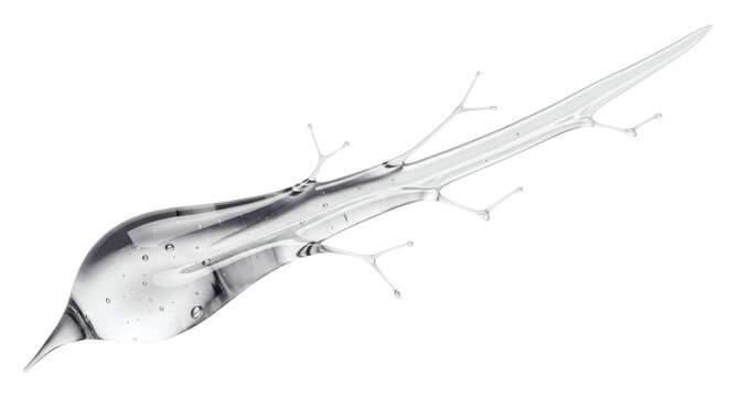 Detailed illustration of a futuristic silver insect robot with long wings and antennae on white background for technology and innovation