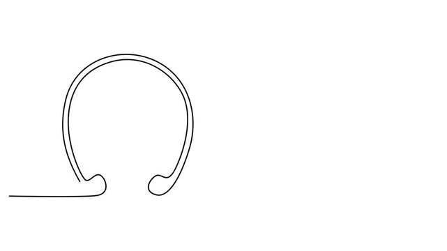 Minimalist horseshoe icon, simple line art, black outline, vector symbol, good luck charm video