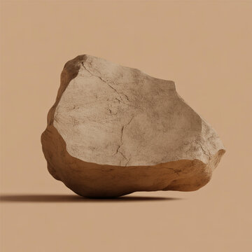 Natural multani mitti stone isolated on beige background, raw fuller&rsquo;s earth clay rock, mineral-rich organic skincare ingredient, traditional herbal beauty and wellness concept, premium studio product