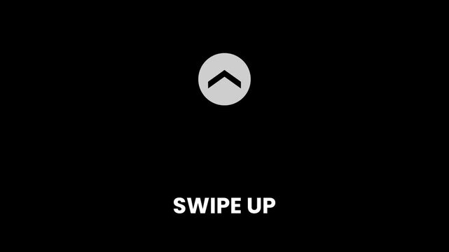 Swipe up arrow icon animation isolated on black background