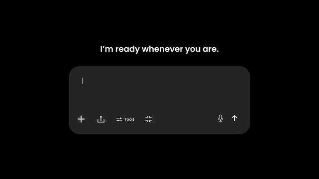 Ask to AI chat gpt interface animation isolated on black background