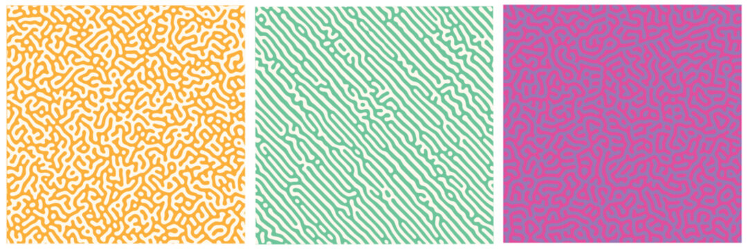 Turing reaction diffusion monochrome seamless pattern Organic spiral circle shapes abstract turing pattern background 