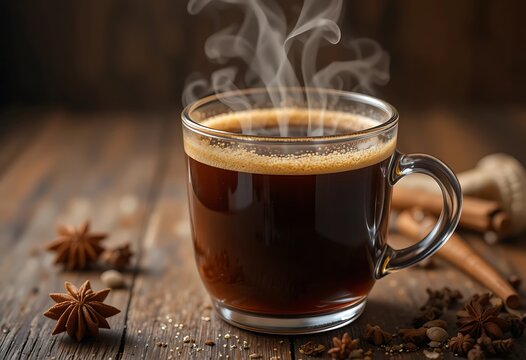 cup of coffee with cinnamon sticks. cafe de olla
