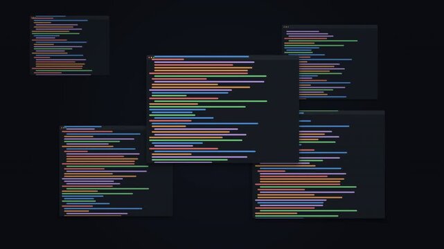 Dynamic Coding Motion Video Showcasing Colorful Syntax Flows in a Modern Digital Environment