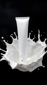 Blank Cosmetic Tube Mockup in Refreshing Water Splash