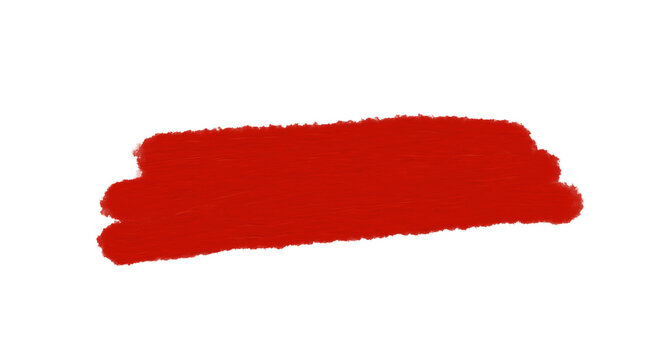 red paint brush stroke and highlighter for text isolated on white background, abstract hand drawn marker underline, vibrant paint stripe element for note and stationery design