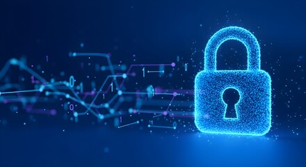 Fototapeta premium Digital padlock symbol representing cybersecurity, data protection, and secure online access, with abstract digital network background
