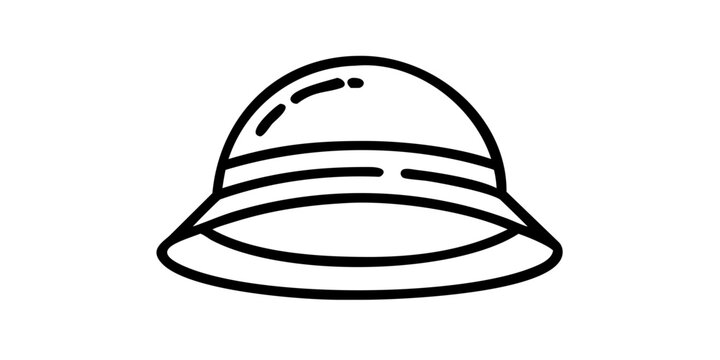 Safari explorer pith helmet icon illustration, vector