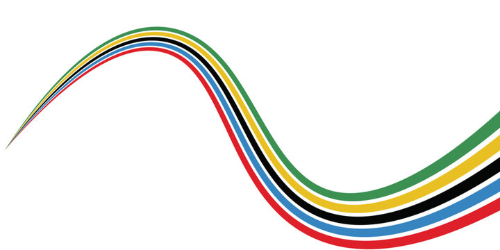 abstract wavy stripes with the colors of Paris Olympics games 2026 . vector illustration